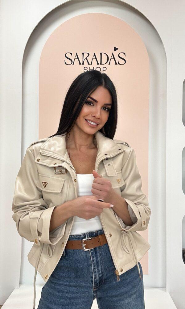 Chaqueta Polipiel Beige