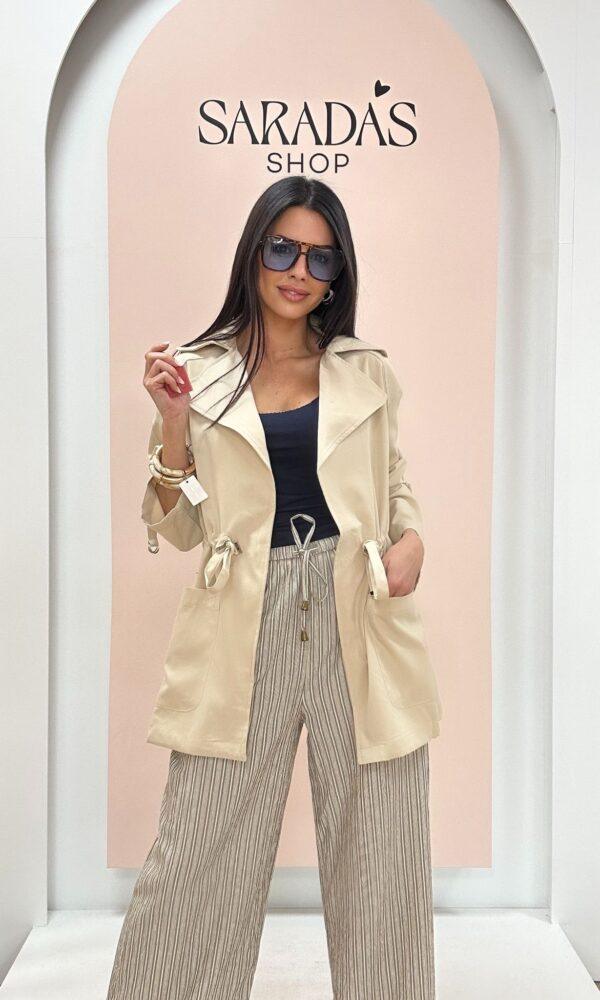 Gabardina Corta Beige