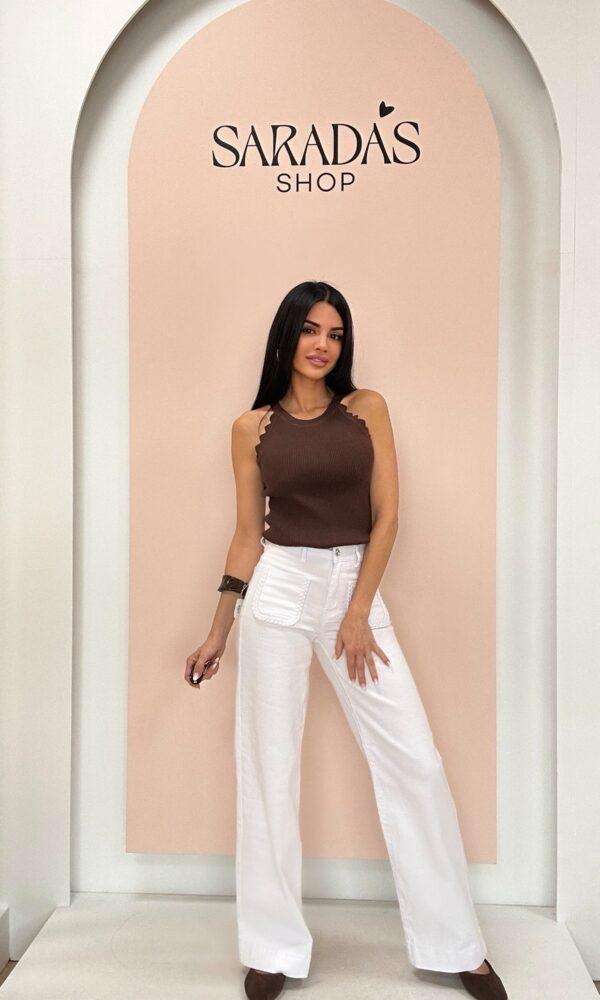 Denim Blanco Bolsillos