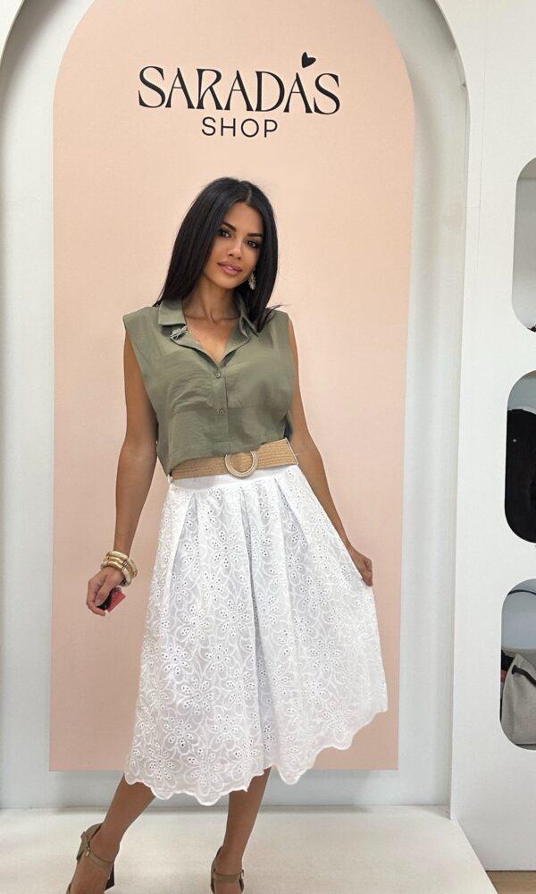 Falda Bordada Blanca