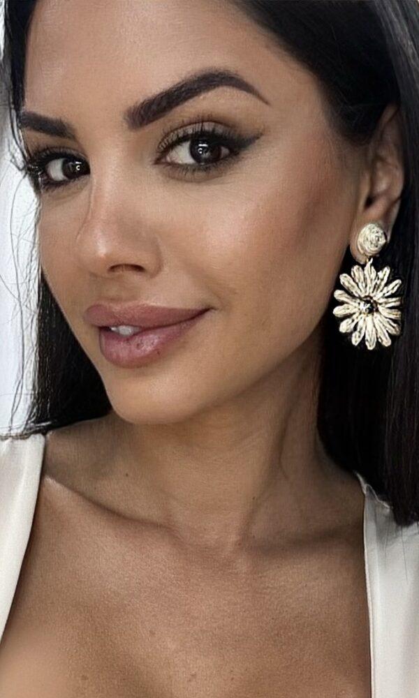 Pendiente Flor Beige