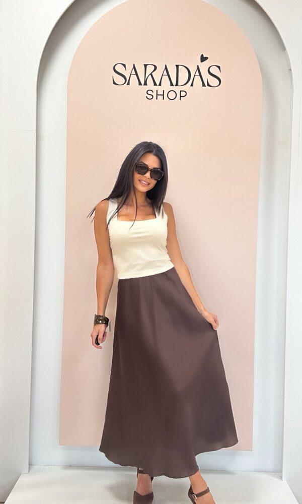 Falda Satinada Chocolate