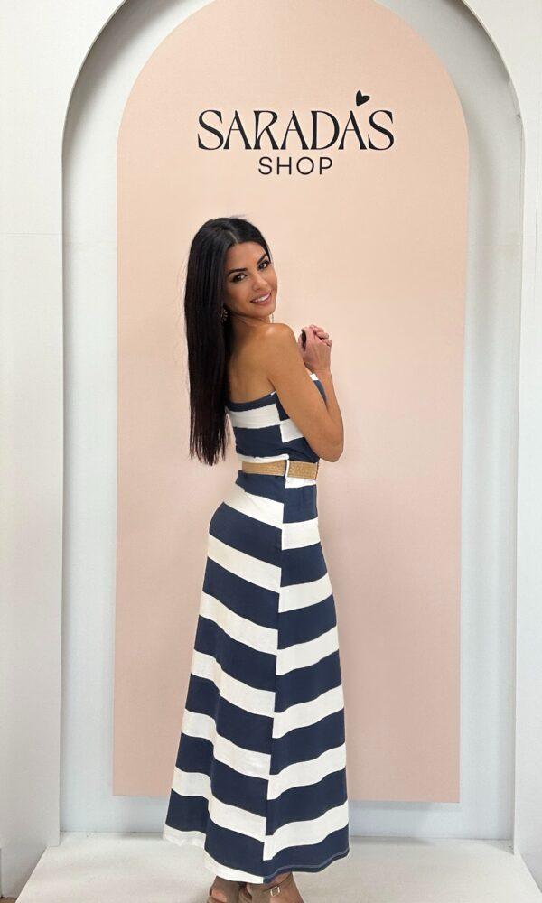 Vestido Algodón Rayas Marino