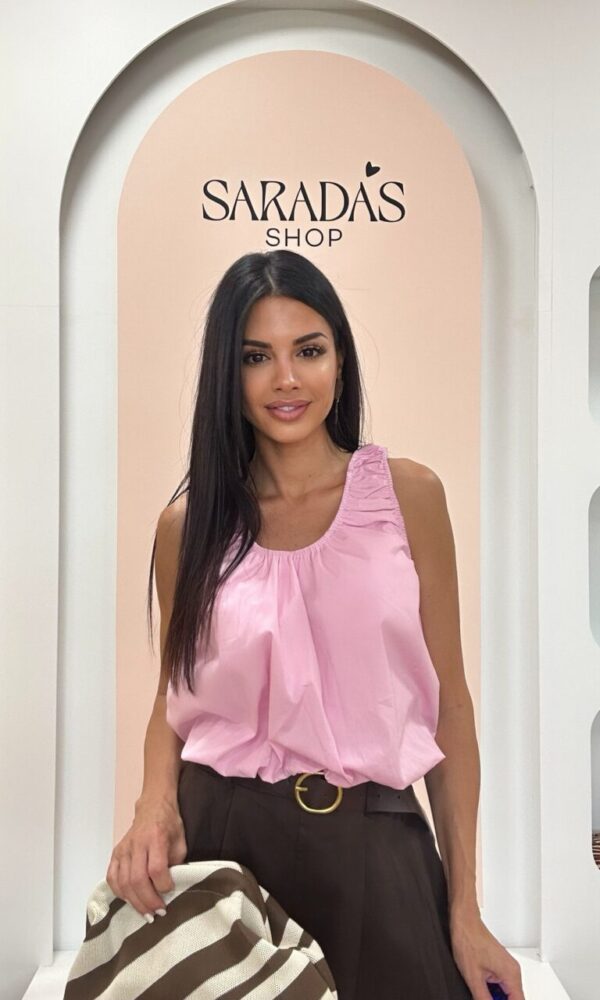 Blusa Top Abullonada Rosa