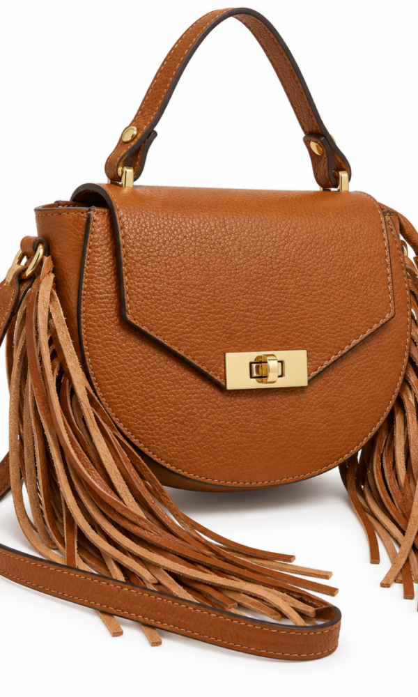 Bolso Piel Flecos Camel