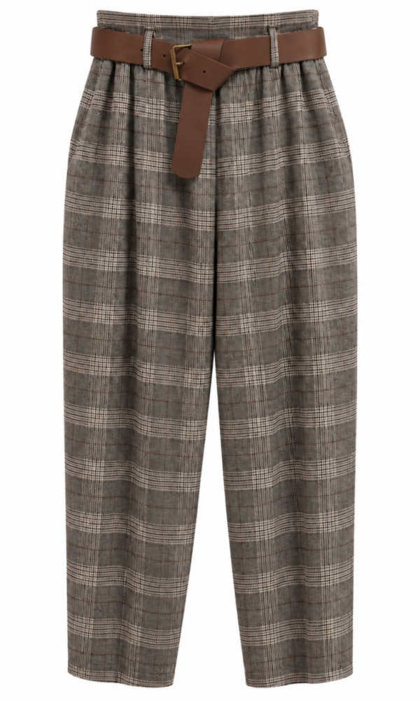 Pantalón Barrel Mezcla Cuadros