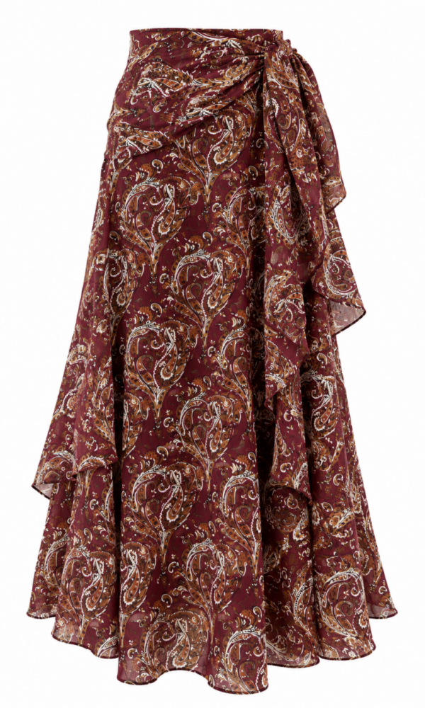 Falda Paisley Burdeos