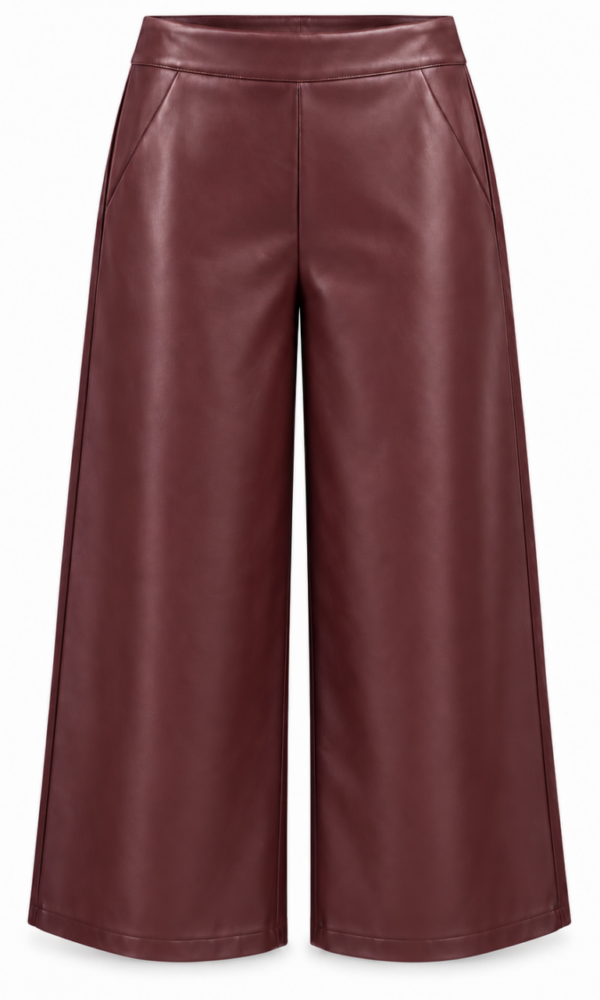 Pantalón Culotte Polipiel Burdeos