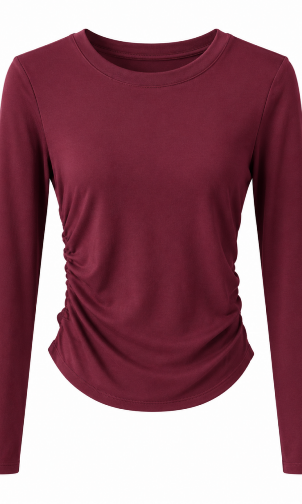 Camiseta Fruncido Berenjena