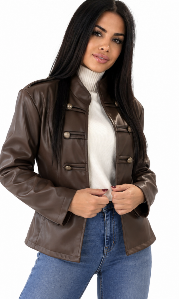 Chaqueta Militar Polipiel Marrón